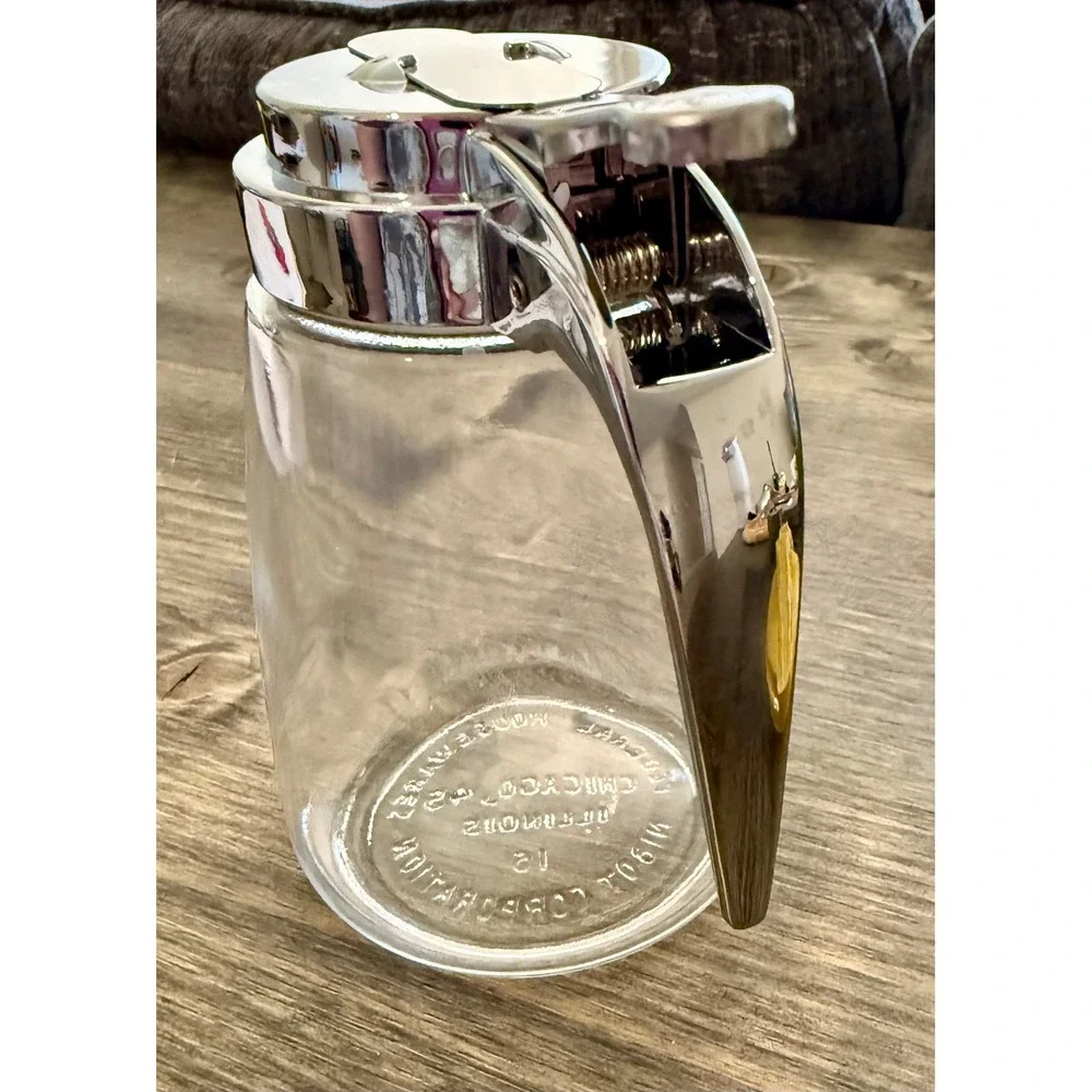Federal Housewares Syrup Dispenser Clear Excellent Vintage MCM Glass